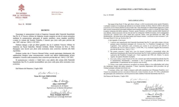 Єпископські свячення лефевристів: проголошено відлучення від Церкви